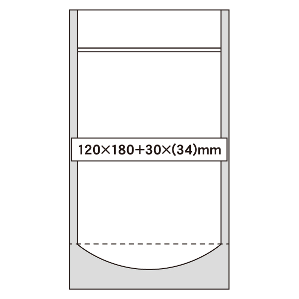 SPV チャック付透明スタンド袋 120×180＋30×(34)mm