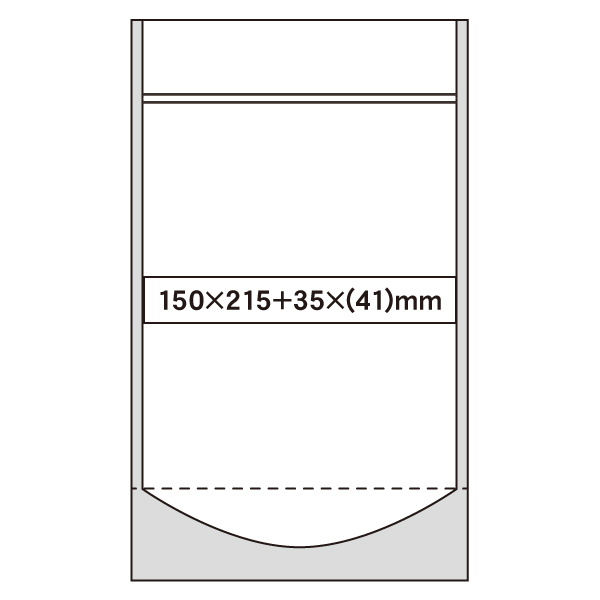 JSP-KOC チャック付透明スタンド袋 150×215＋35×(41)mm 脱酸素剤対応