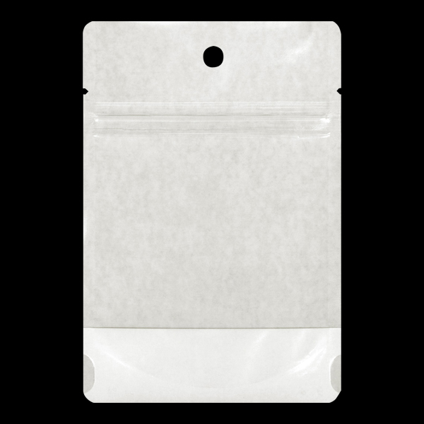 CW クラフト(白)チャック付スタンド袋 110×120＋40×(32)mm 脱酸素剤対応 フック穴付