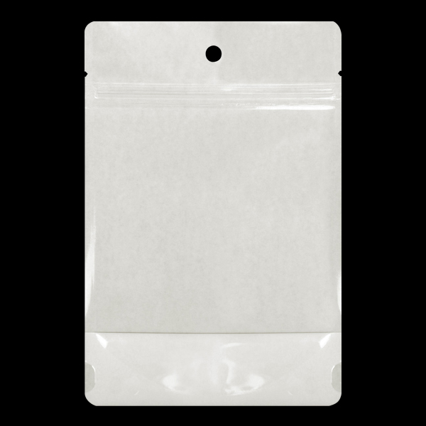 CW クラフト(白)チャック付スタンド袋 140×170＋40×(41)mm 脱酸素剤対応 フック穴付