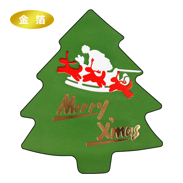 Merry X'masシール ツリー型 60×68mm 金箔 【クリスマス】