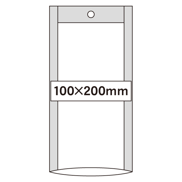 ABS-F 透明三方袋 100×200mm 脱酸素剤対応 フック穴付