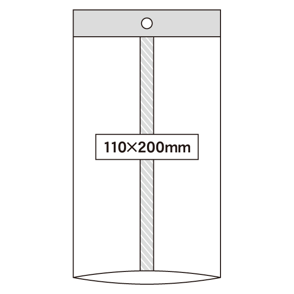 ABG-F 透明合掌袋 110×200mm 脱酸素剤対応 フック穴付